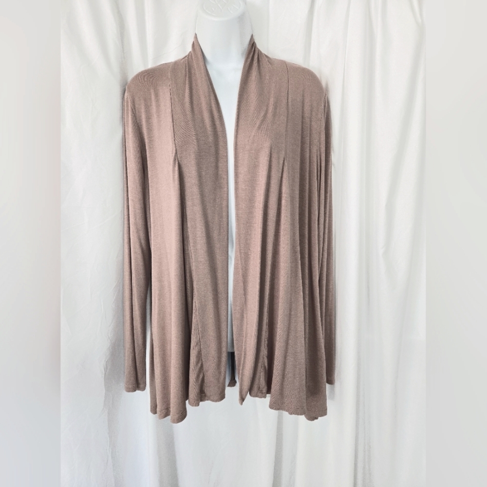 G Collection Light Brown Open-Front Cardigan Sweater with Relaxed Fit Size XL